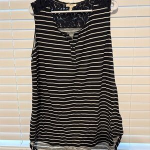 Cato Black and White Sleeveless Blouse